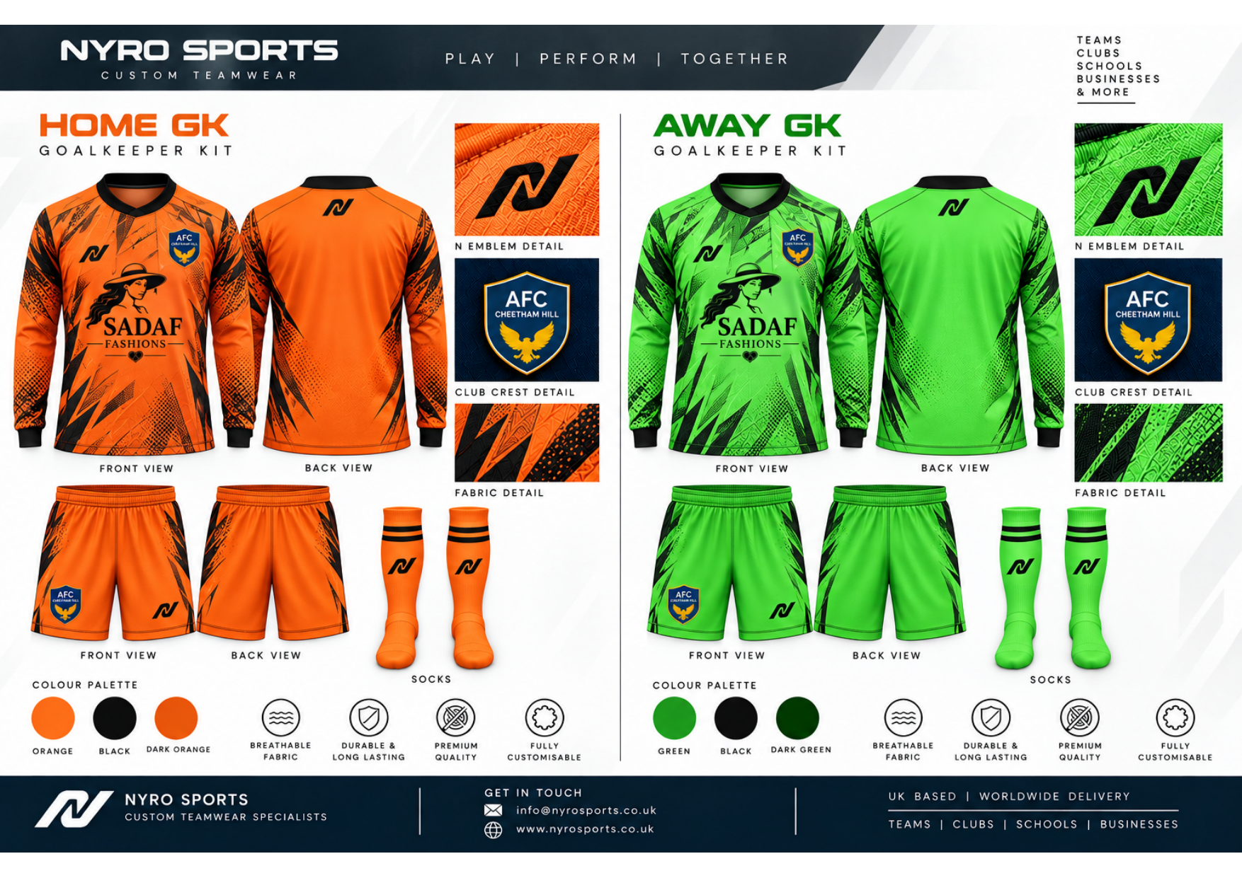 Goalkeeper Kits - AFC Cheetham Hill